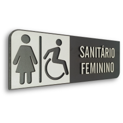 Placa de Sinalização Indicativa MDF 3D - WC PCD Feminino